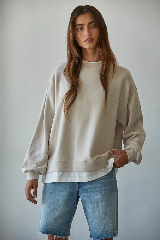 Always on Crew Twofer Pullover Knit
