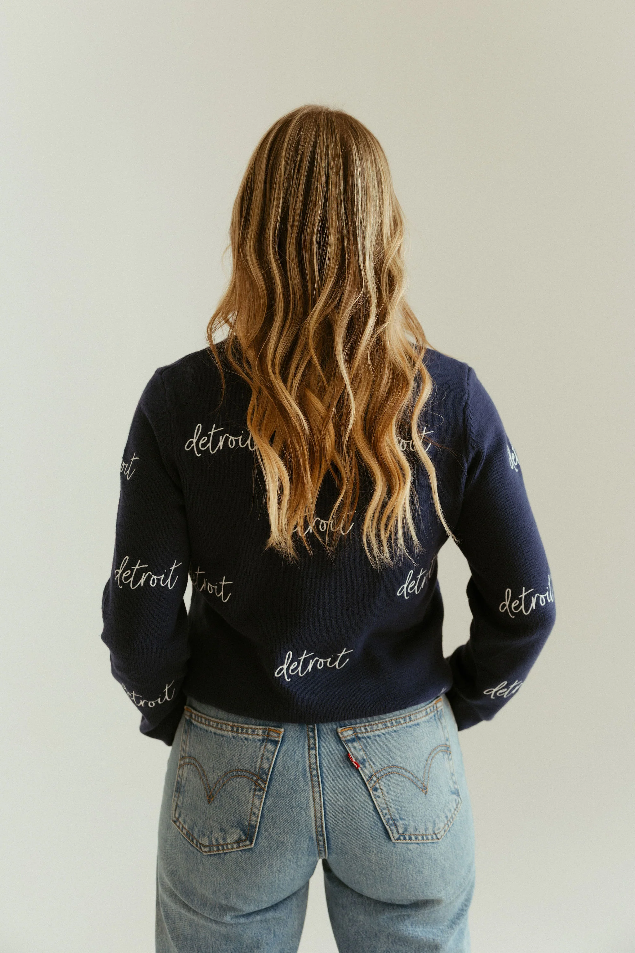 Detroit All Over Sweater Navy - Image 2