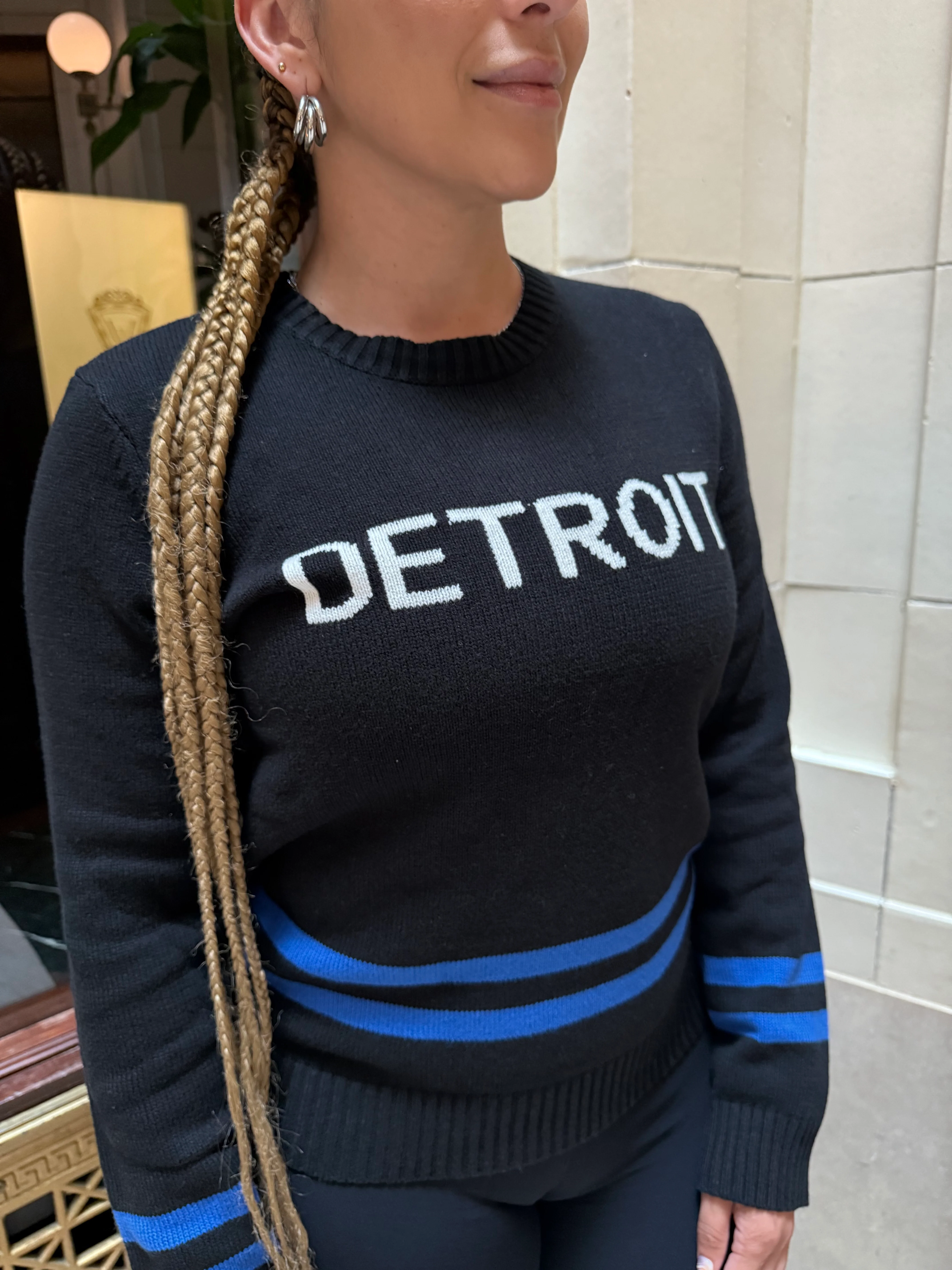 Detroit Block Crewneck Sweater Black - Image 4