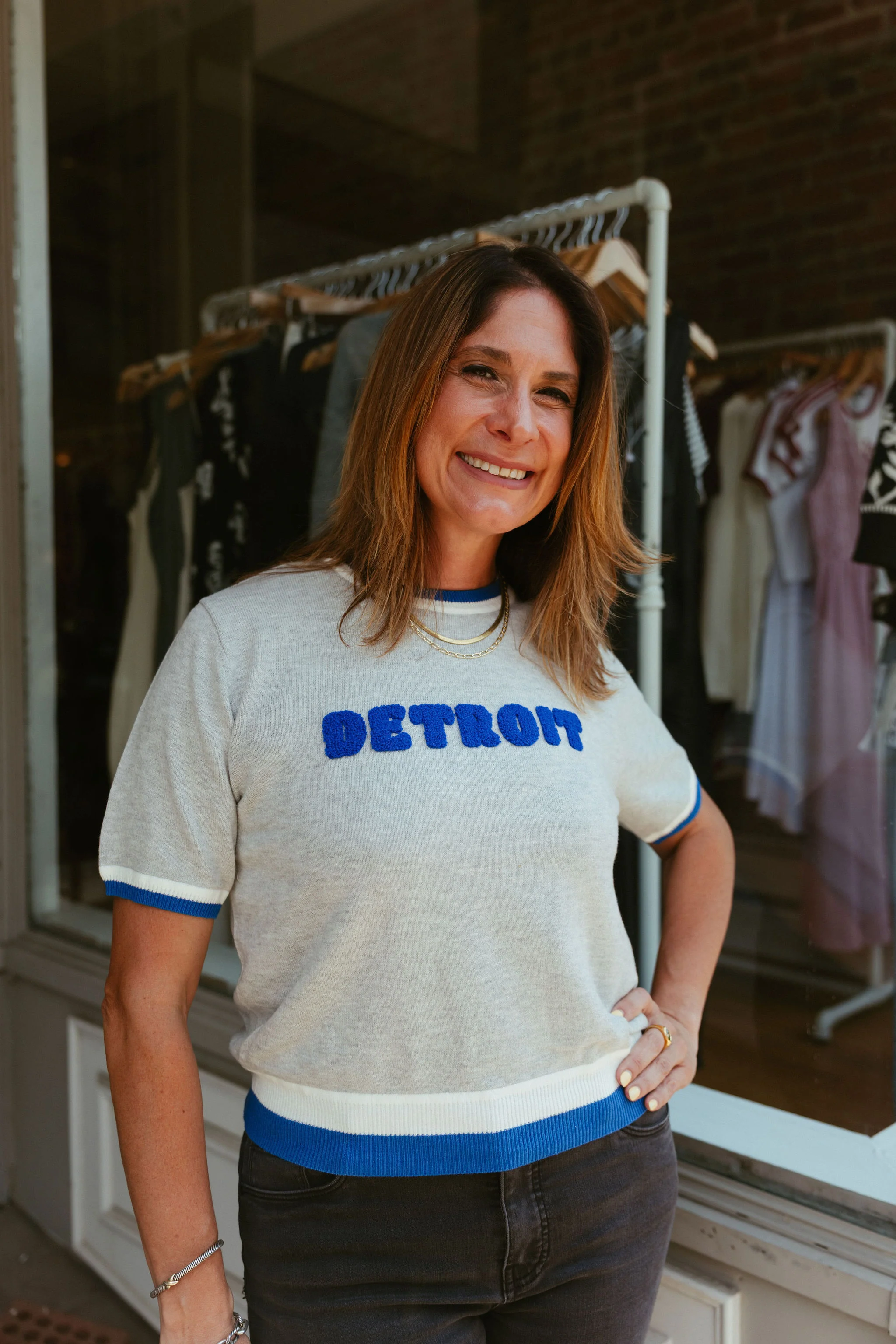 Detroit Short Sleeve Sweater Grey