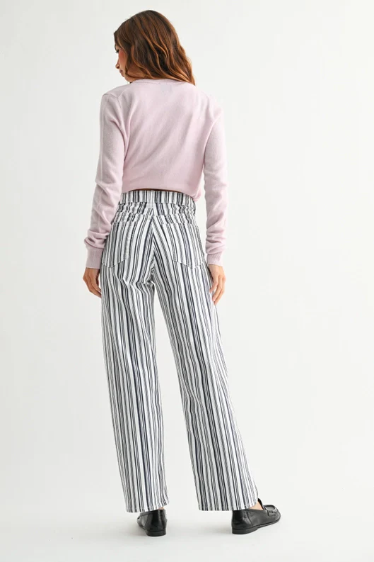 Ellie Vintage Straight Jeans in Blue Stripe - Image 3