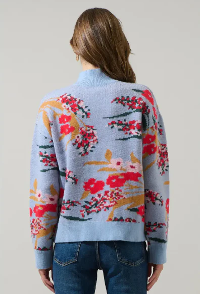 Fifi Floral Mock Neck Sweater - Image 2