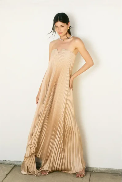 Moonglade Pleated Maxi Column Dress - Image 3