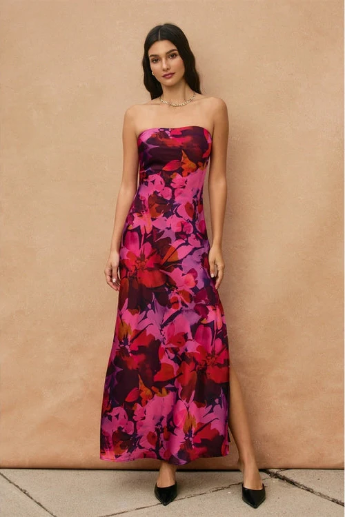 Palm and Petal Strapless Maxi Dress - Image 4