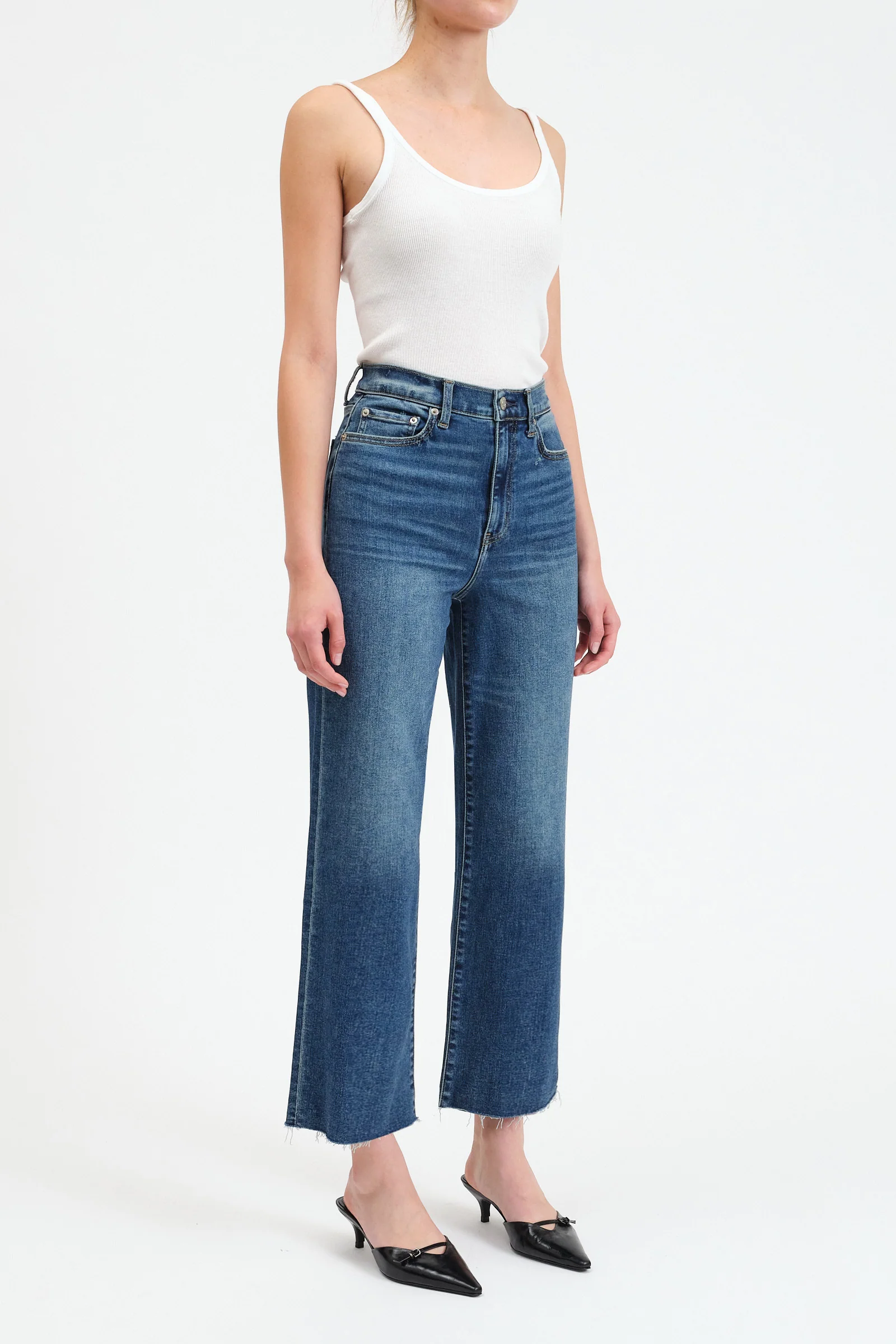 Pleaser High Rise Wide Ankle Jeans in Uptown - Image 3
