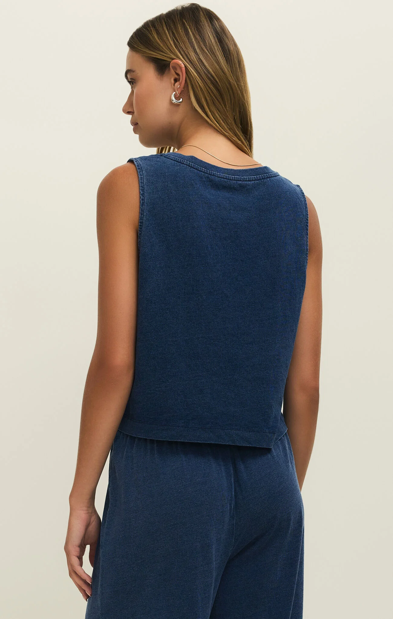 Sloane V-neck Denim Tank in Indigo - Image 2