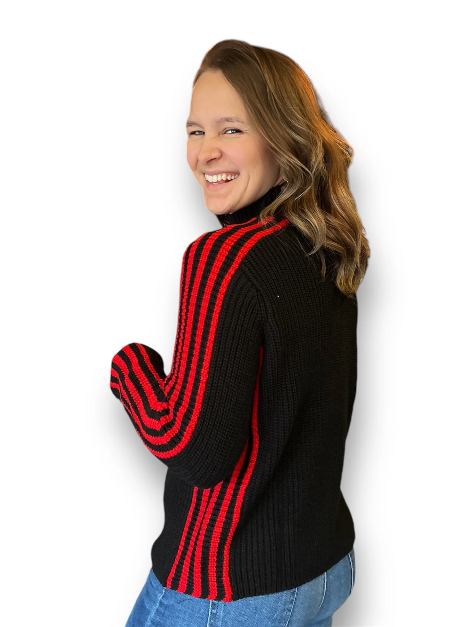 Sporty Stripe Mock Sweater - Image 3
