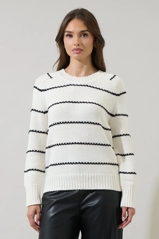 Tammy Stripe Sweater in White/Black