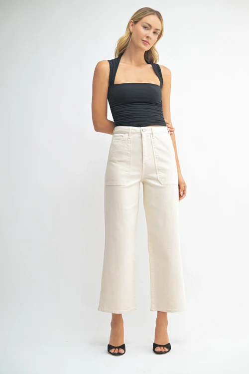 The Cargo Pocket Wide Leg in Almond - Image 3