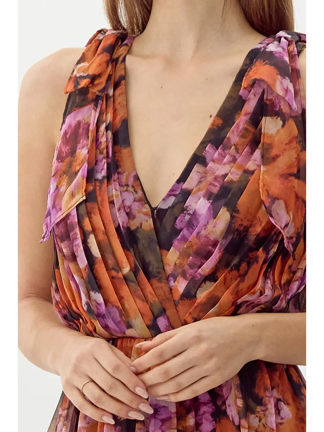 Vianka Tie Shoulder Chiffon Midi Dress - Image 3
