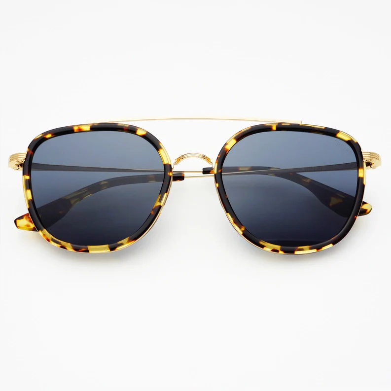 Weston Round Sunglasses in Yellow Tortoise/Gray - Image 2